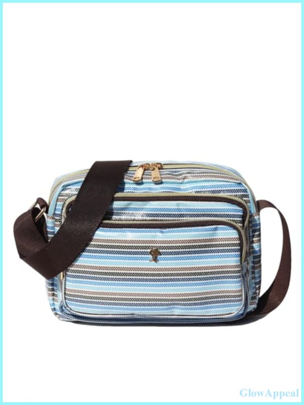 Triple Zip Crossbody Bag for Women Nylon Multi-Pocket Shoulder Purse